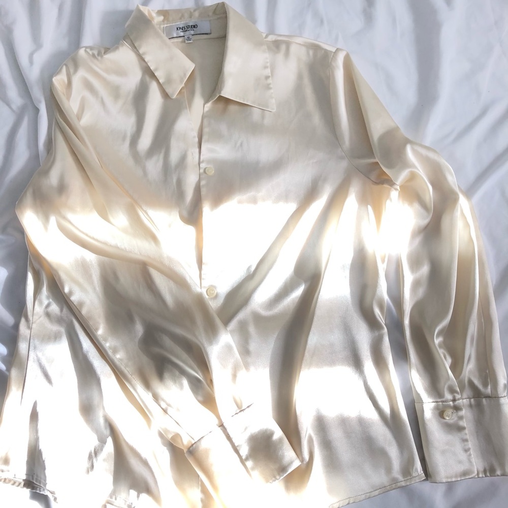 Cream Silk Button Up Blouse